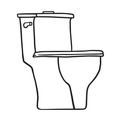 toilet bowl sanitary hand drawing sketch. black and white isolated design