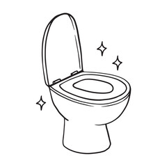 toilet bowl sanitary hand drawing sketch. black and white isolated design