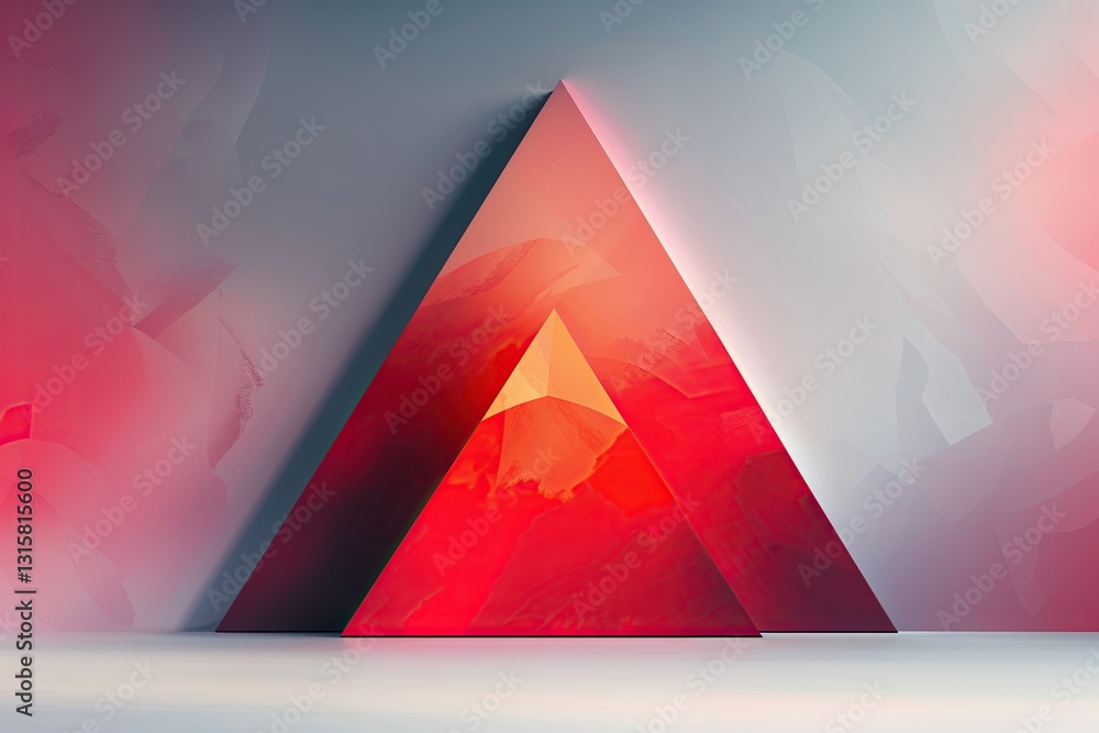 Poster red gradient triangular abstract canvas art for modern home design and aesthetic appeal