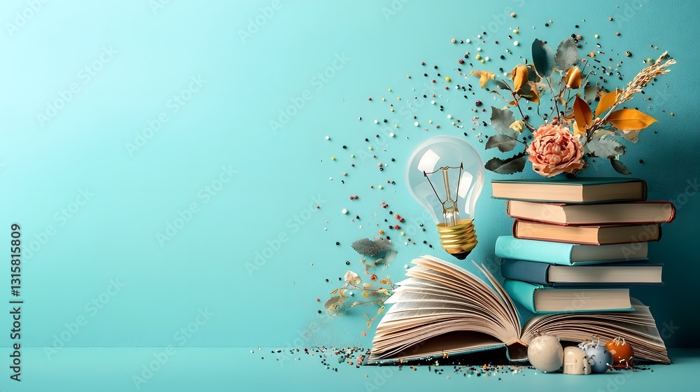 Poster informative infographic illustrating the powerful connection between reading and enhanced creativity