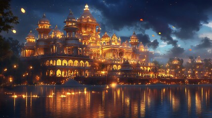 Fototapeta premium Grand ancient palace night illumination pictures