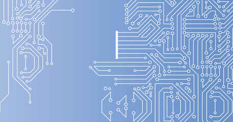 Electronics board. Circuit board electronic hi tech pattern. Vector abstract computer chip. Blue monochrome background