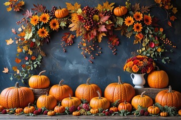 Festive Thanksgiving Pumpkin Themed Seasonal Layout for a Vibrant Backdrop