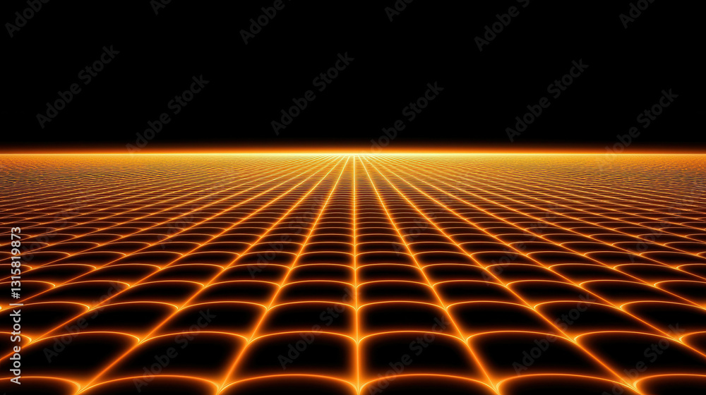 Poster futuristic grid design with illuminated lines on dark background for abstract technology