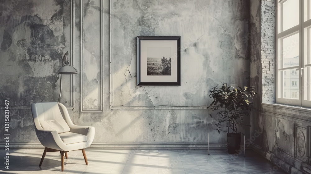 Poster sophisticated gallery wall backdrop featuring a framed portrait in an artistic setting designed for 