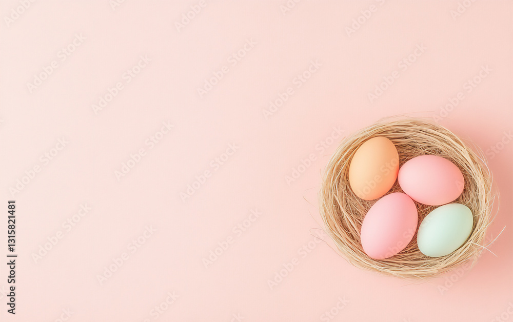 Poster a simple easter background with an empty white space in the center,