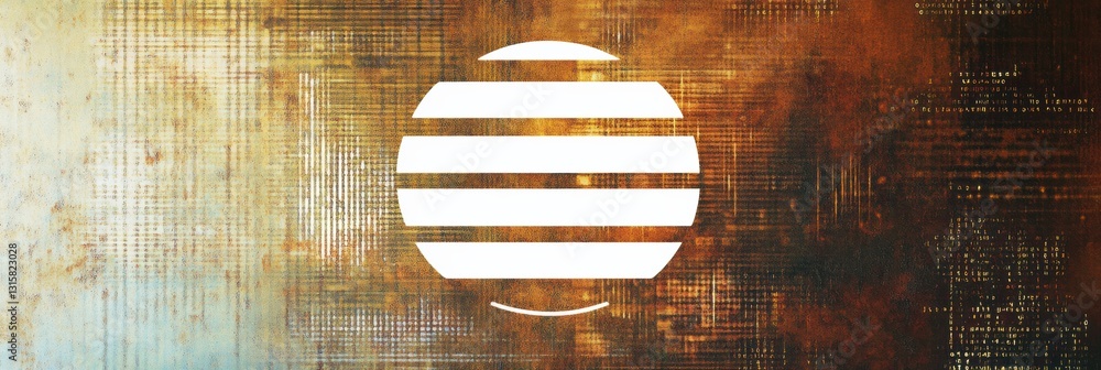Poster Centered white computer icon on an abstract digital background representing technology and data processing