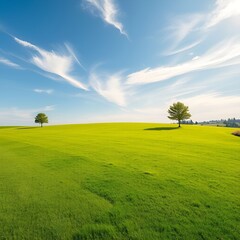 넓은 잔디밭에 나무 두그루