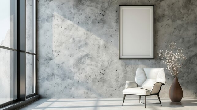 Sophisticated gallery wall background featuring a framed portrait and elegant seating arrangement for artistic display