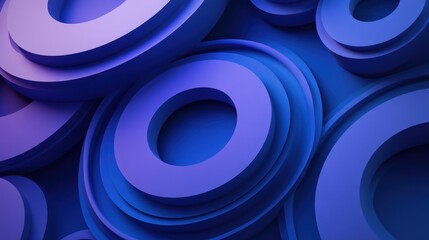 Abstract Blue Rings Layered Design 3D Render Modern Style