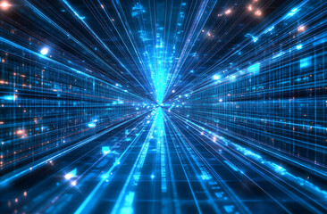 Fototapeta premium Abstract Digital Data Stream Tunnel Background