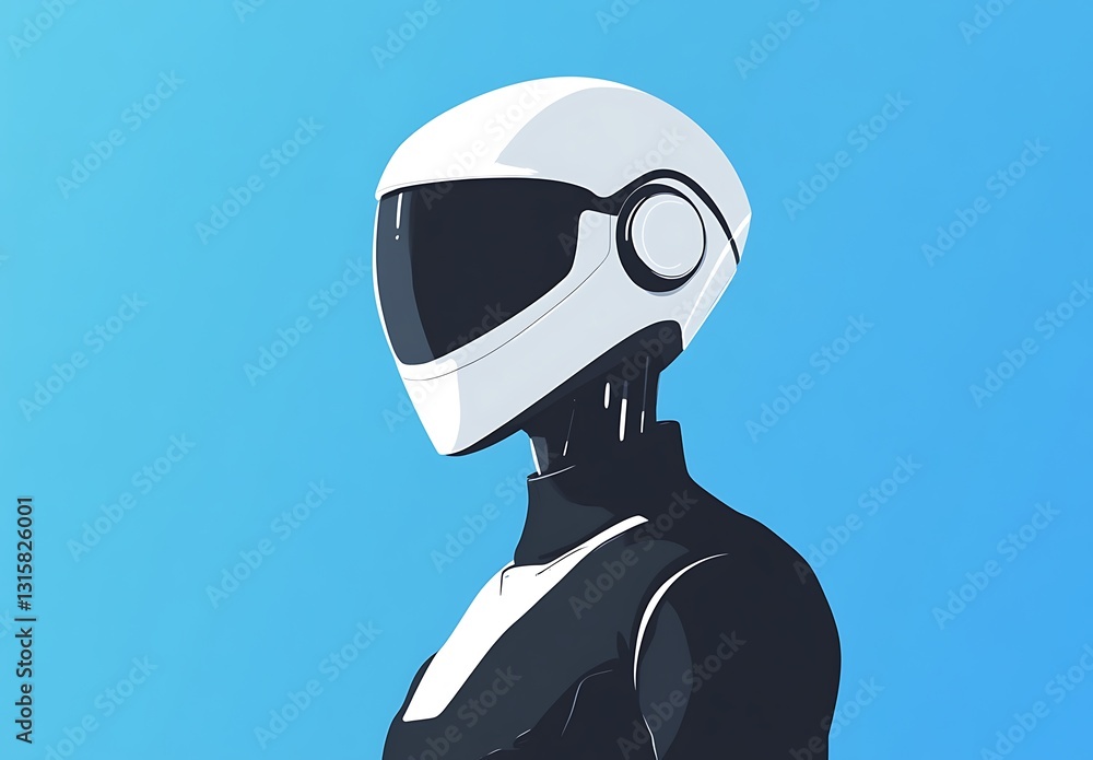 Poster minimalistic flat illustration of an ai robot with a modern design