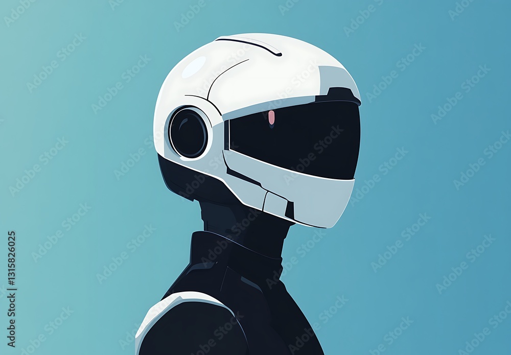 Poster minimalistic flat illustration of an ai robot with unique design