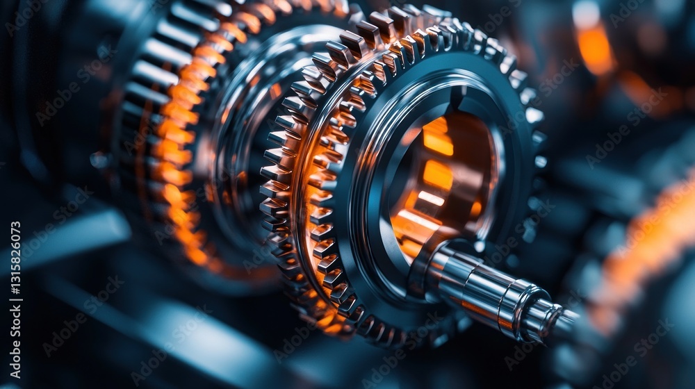 Poster intricate gears: a close-up of precision engineering