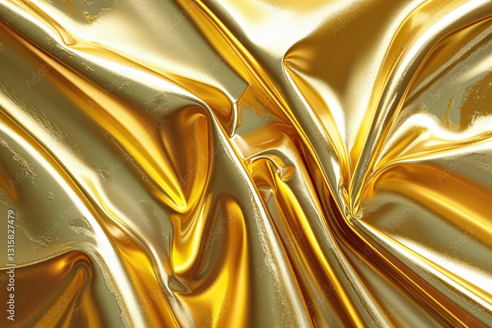Poster glossy yellow gold metallic abstract foil texture with pattern elements