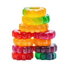 colorful gummy candies on transparent background