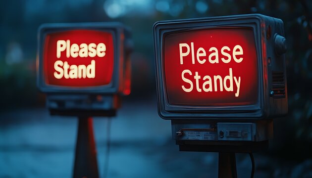 Night, stand, sign, message, outdoors, warning, screen, retro, display, alert