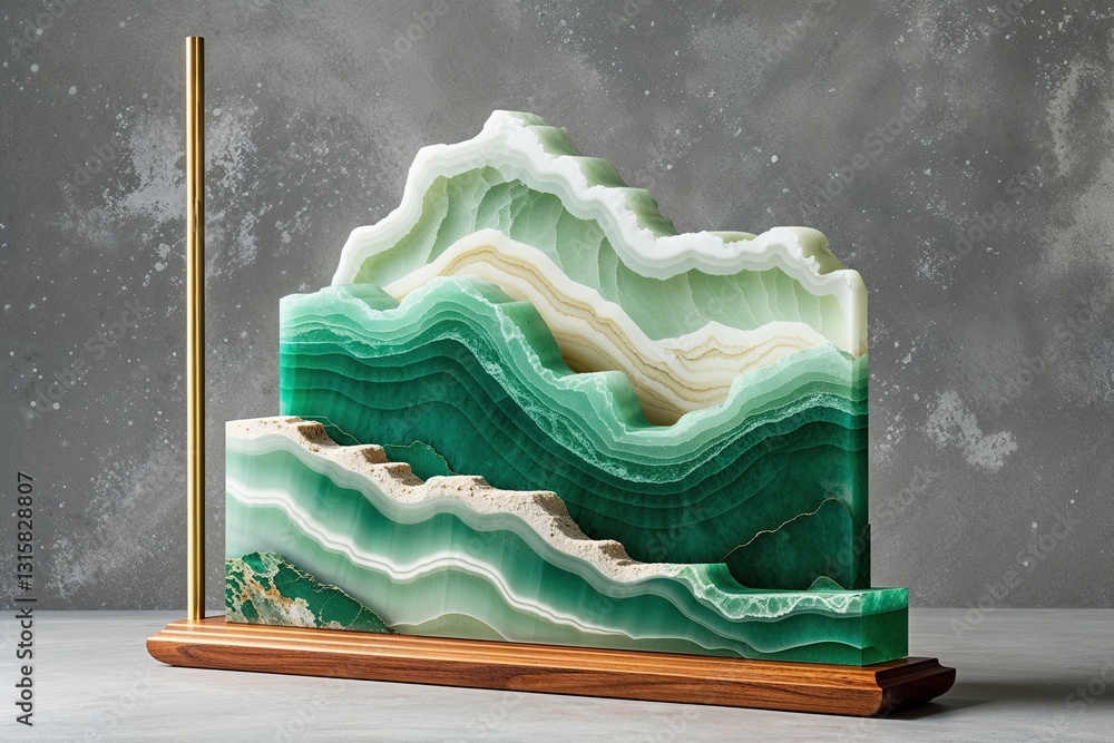 Aufkleber jade layered gradient display with harmonious grain and soothing textures