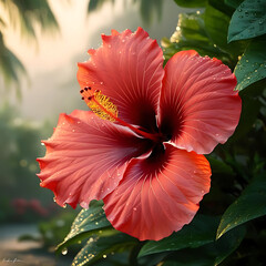 red hibiscus flower