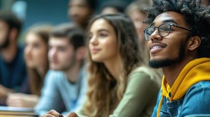 Obraz premium Engaged Students Listening During Interactive Learning Session