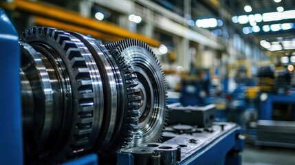 Fototapeta premium Industrial Gears: Precision Engineering in a Modern Factory