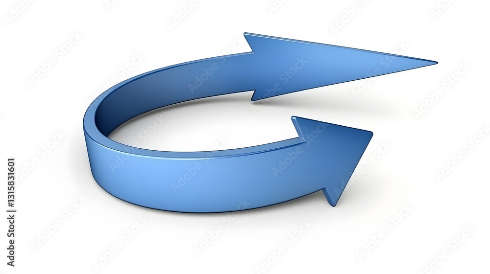 Aufkleber 3d render of a blue circular arrow: illustrating continuous process, cycle, or recurrence