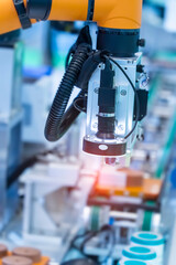 smart robot in manufacturing industry for industry 4.0 and technology concept. Robotic vision...