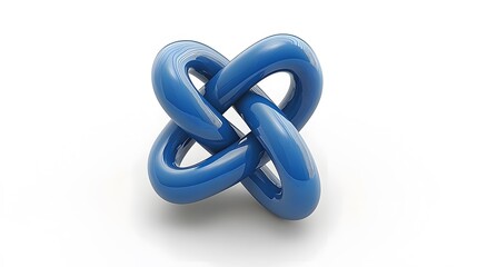 Abstract Blue Knot: A 3D Render of Intertwined Forms