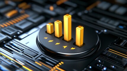 Modern Data Visualization with Yellow Bars on Futuristic Background