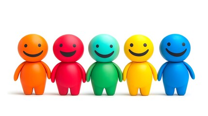 Naklejka premium Happy Diverse Smiley Characters Teamwork Friendship