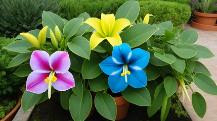 bejuco con flor de forma de campana creciendo y baca ariba  hermosa planta