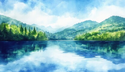 Naklejka premium Serene Mountain Lake Scenery