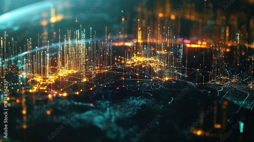 Aufkleber vibrant global ai network depiction with high-resolution lines and scale