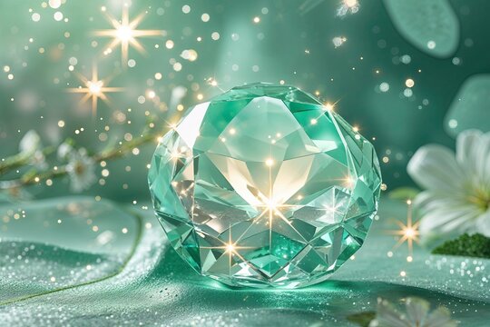 Radiant Mint Canvas with Sparkling Charm and Calming Vibes