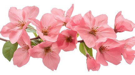 Beautiful Pink Cherry Blossom Flowers on Branch in Natural Light