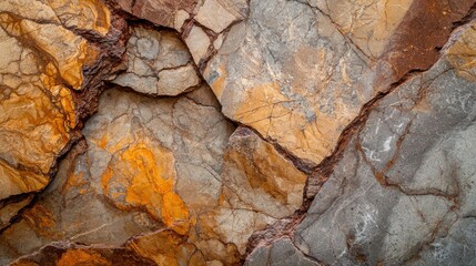 Close Up of Rock Featuring Intriguing Yellow and Brown Natural Substance