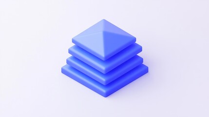 Abstract 3D Render: Stacked Blue Geometric Shapes