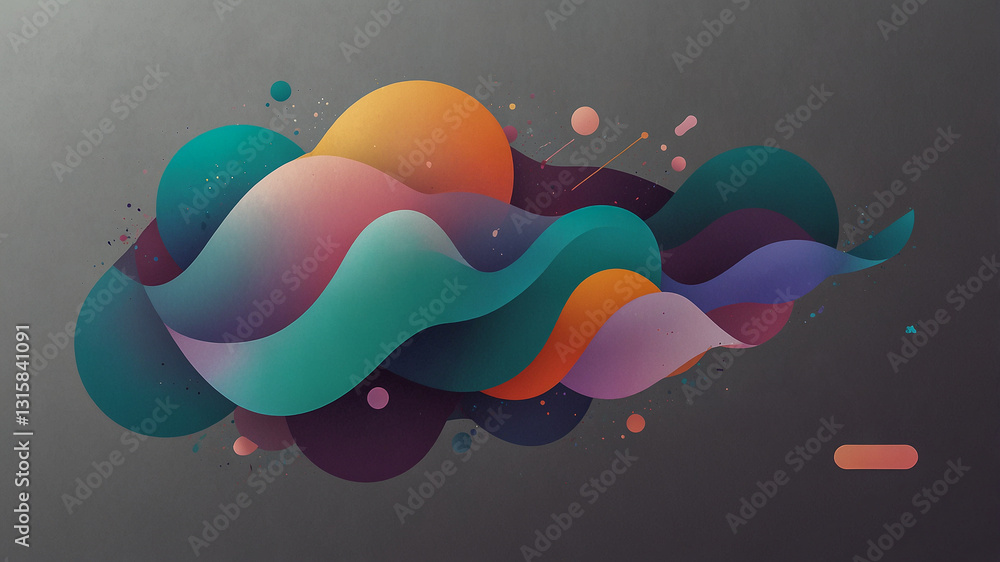 Poster abstract flowing shapes with vibrant colors..