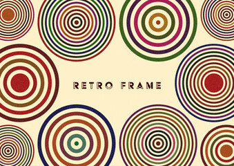 レトロな丸モチーフの背景フレーム　retoro frame