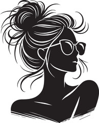 girl with glasses, woman head with sunglass silhouette vector, woman vector illustration, woman head logo vector, woman silhouette vector black and white