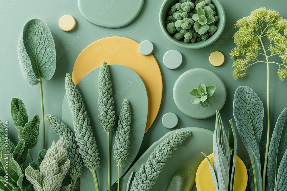 Poster fresh sage abstract backdrop with bright colors and modern design