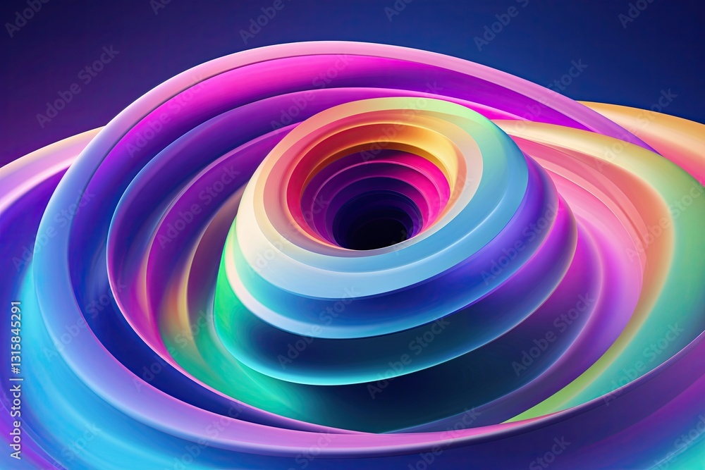 Poster three dimensional colorful abstract vortex with smooth gradient waves