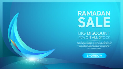 Islamic Lantern and Crescent Moon Background for Ramadan Promotion