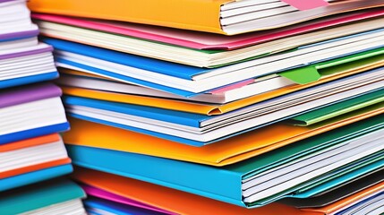 Stack of Colorful Notebooks and Stationery Supplies for Education and Study in a Vibrant Learning Environment