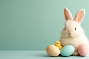 Fototapeta premium an easter bunny with fluffy white fur,