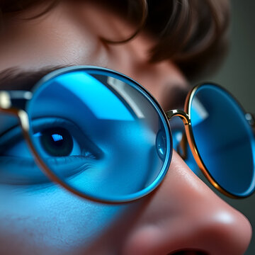Monomorphic blue coloured lenses.
