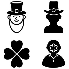 set of flowers in a basket. st Patrick's day icons