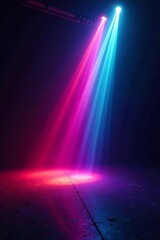 Obraz premium Spectrum of colorful light beams illuminating a dark room, vibrant, room, rainbow