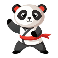 Obraz premium A panda wearing a kimono, practicing karate moves