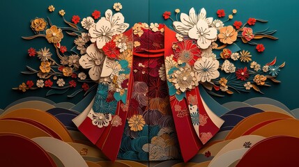 Charming Red and White Paper Doll Displaying Whimsical Artistry and Craft